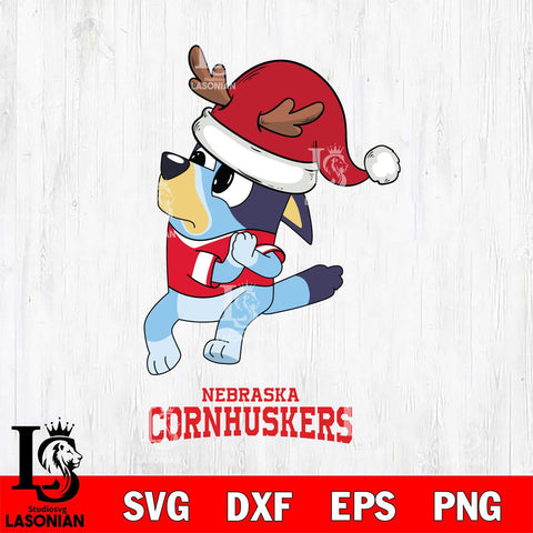 Nebraska Cornhuskers Christmas Bluey Santa Claus Cut Files,Bluey Cricut,Christmas Svg , Bluey svg , Digital Download, dxf eps png pdf file
