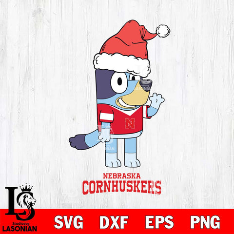 Nebraska Cornhuskers Christmas Bluey Say Hi Cut Files,Bluey Cricut,Christmas Svg , Bluey svg , Digital Download, dxf eps png pdf file