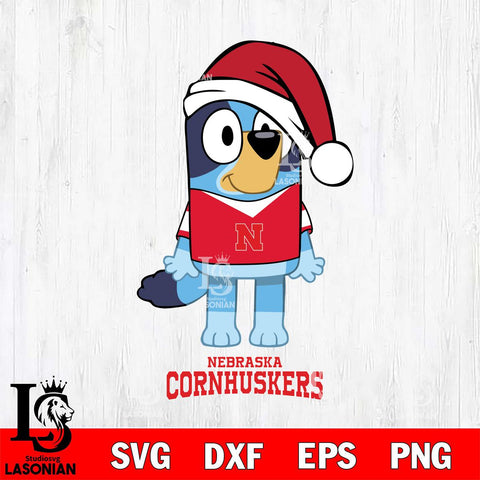 Nebraska Cornhuskers Christmas Bluey Sport Cut Files,Bluey Cricut,Christmas Svg , Bluey svg , Digital Download, dxf eps png pdf file