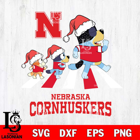 Nebraska Cornhuskers Christmas Family Bluey Walking Cut Files,Bluey Cricut,Christmas Svg , Bluey svg , Digital Download, dxf eps png pdf file
