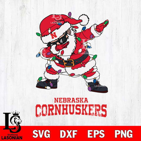 Nebraska Cornhuskers Dabbing Santa Claus Ugly Christmas Svg dxf eps png pdf file,NCAA svg,Digital Download,Cricut file