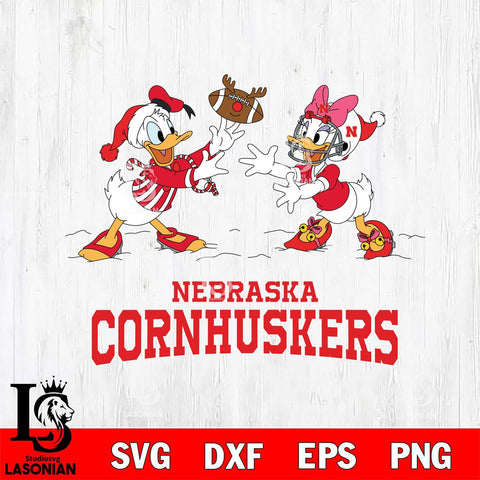 Nebraska Cornhuskers Donald Duck & Daisy Duck Football Cricut,Christmas SVG DXF EPS PNG FILE, NCAA Digital Download,Instant Download, Silhouette