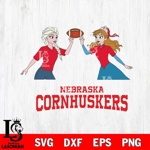 Nebraska Cornhuskers Elsa & Anna Football Cricut,Christmas SVG DXF EPS PNG FILE, NCAA Digital Download,Instant Download, Silhouette