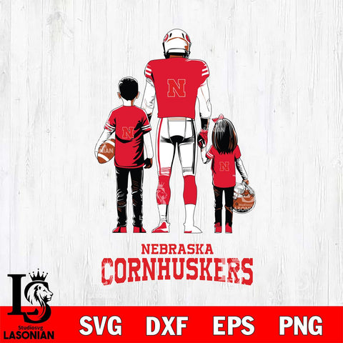 Nebraska Cornhuskers Father And Child Football SVG DXF EPS PNG FILE,NCAA SVG, Father day Digital Download,Instant Download, Silhouette