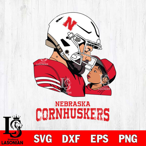 Nebraska Cornhuskers Father And Child Rugby SVG DXF EPS PNG FILE,NCAA SVG, Father day Digital Download,Instant Download, Silhouette