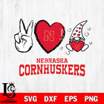 Nebraska Cornhuskers Gnomes Peace & Love Svg Eps Dxf Png File, Digital Download, Instant Download
