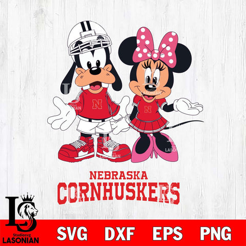 Nebraska Cornhuskers Goofy and Minnie mouse Football SVG DXF EPS PNG FILE,NCAA svg ,Football Digital Download,Instant Download, Silhouette