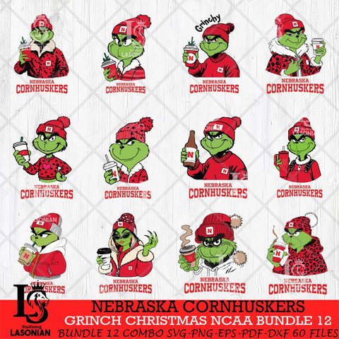 Nebraska Cornhuskers Grinch Christmas NCAA Bundle 12 Svg Eps Dxf Png File,Cricut files, Digital Download, Instant Download