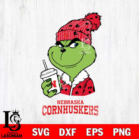 Nebraska Cornhuskers Grinch Cofffe Christmas Cut Files Cricut, Svg Dxf Eps Png file, Digital download , Silhouette
