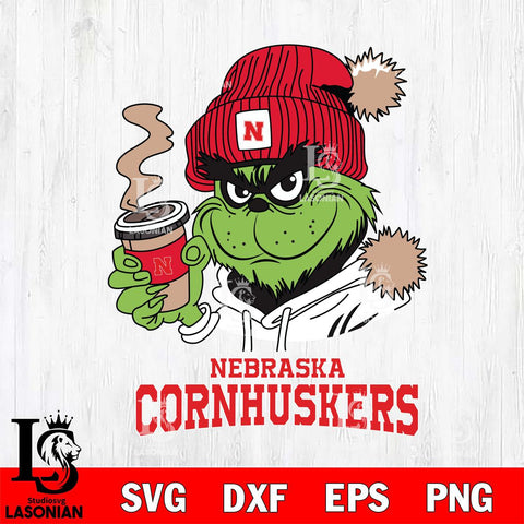 Nebraska Cornhuskers Grinch Cofffe Hoodie Cut Files Cricut, Svg Dxf Eps Png file, Digital download , Silhouette