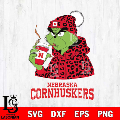 Nebraska Cornhuskers Grinch Leopard Christmas Cut Files Cricut, Svg Dxf Eps Png file, Digital download , Silhouette