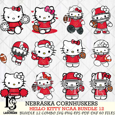 Nebraska Cornhuskers Hello Kitty Bundle 12 SVG Svg Eps Dxf Png File, NCAA svg, Digital Download, Instant Download
