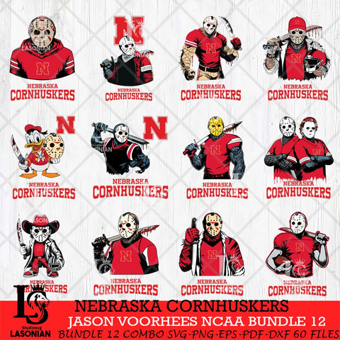 Nebraska Cornhuskers Jason Voorhees NCAA Bundle 12 SVG Svg Eps Dxf Png File, Digital Download