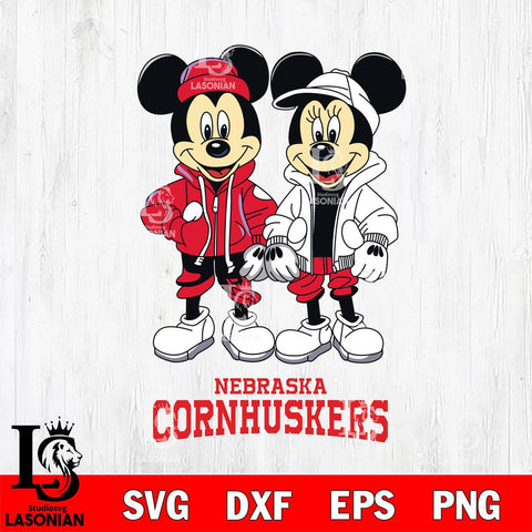 Nebraska Cornhuskers Mickey Minnie Mouse Football Svg Eps Dxf Png File, NCAA svg , File Cut , Digital Download , Instant Download, Cut Svg Files