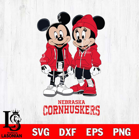 Nebraska Cornhuskers Mickey Minnie Mouse Rugby Svg Eps Dxf Png File, NCAA svg , File Cut , Digital Download , Instant Download, Cut Svg Files