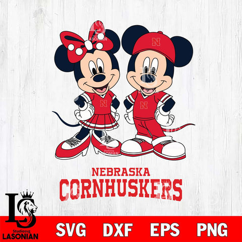 Nebraska Cornhuskers Mickey Minnie Mouse rugby ball Svg Eps Dxf Png File, NCAA svg , File Cut , Digital Download , Instant Download, Cut Svg Files