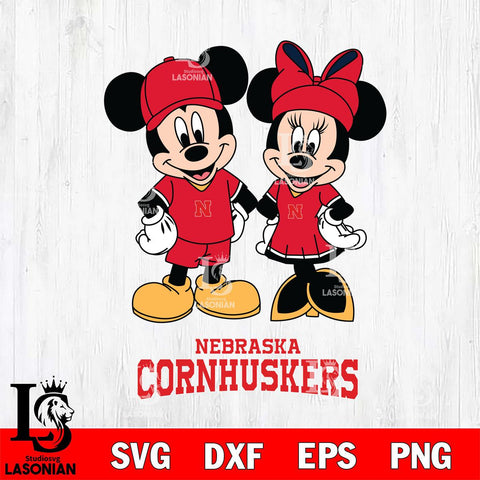 Nebraska Cornhuskers Mickey Minnie Rugby Svg Eps Dxf Png File, NCAA svg , File Cut , Digital Download , Instant Download, Cut Svg Files