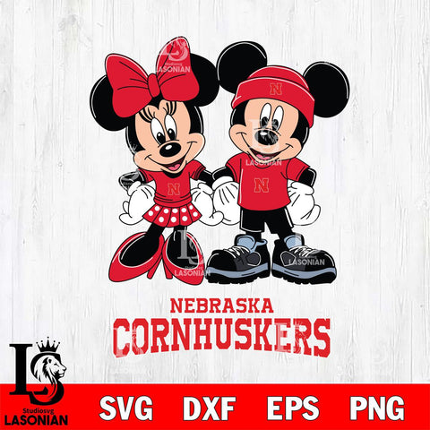 Nebraska Cornhuskers Mickey Minnie Rugby ball Svg Eps Dxf Png File, NCAA svg , File Cut , Digital Download , Instant Download, Cut Svg Files