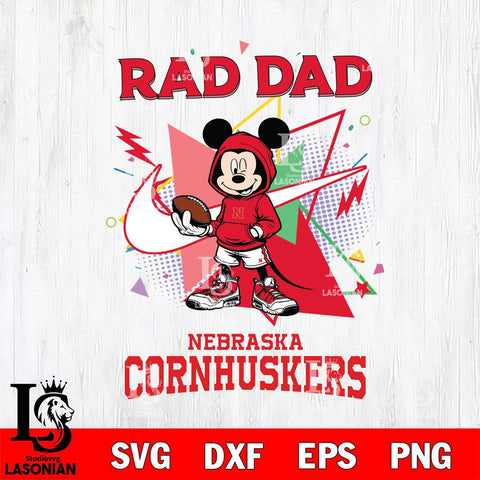Nebraska Cornhuskers Mickey Wearing Hoodie Rad Dad SVG DXF EPS PNG FILE, NCAA File Cut,Digital Download,Instant Download