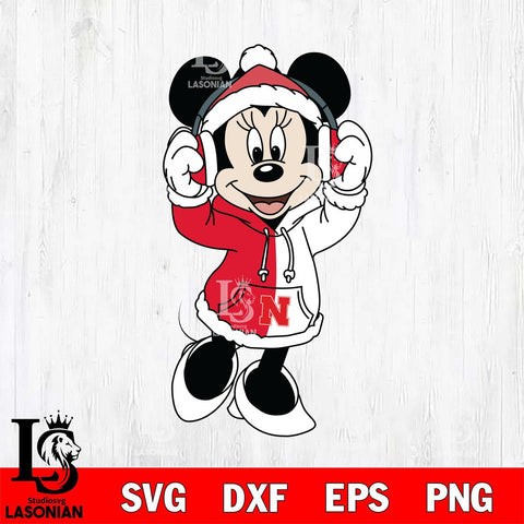 Nebraska Cornhuskers Minnie Mouse Disney Football Christmas File Cut, NCAA SVG DXF EPS PNG FILE, Digital Download , Criucut , Silhouette