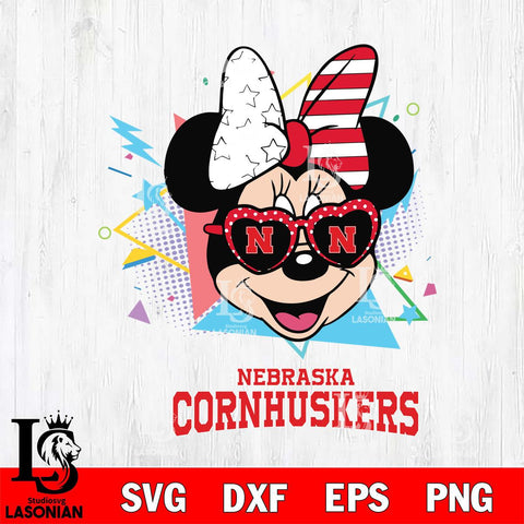 Nebraska Cornhuskers Minnie Mouse Love Sport SVG DXF EPS PNG FILE, NCAA File Cut,Digital Download,Instant Download