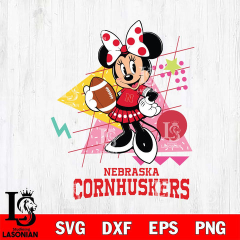 Nebraska Cornhuskers Minnie Mouse Sport SVG DXF EPS PNG FILE, NCAA File Cut,Digital Download,Instant Download