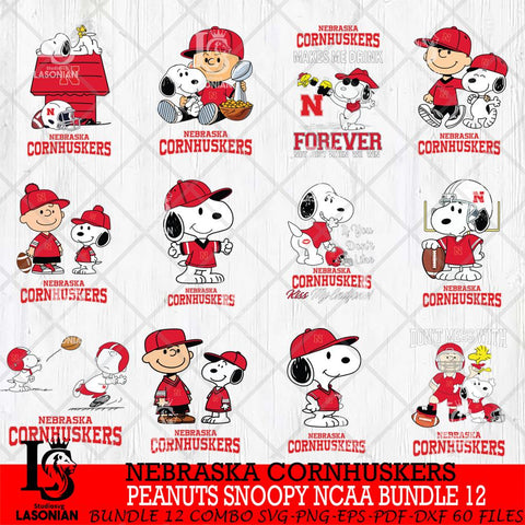 Nebraska Cornhuskers Peanuts Snoopy Player NCAA Bundle 12 SVG DXF EPS PNG FILE,Snoopy File Cut, bundle NCAA Digital Download,Instant Download, Silhouette