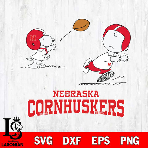Nebraska Cornhuskers Peanuts play football SVG DXF EPS PNG FILE,Snoopy File Cut, NCAA Digital Download,Instant Download,Christmas Silhouette