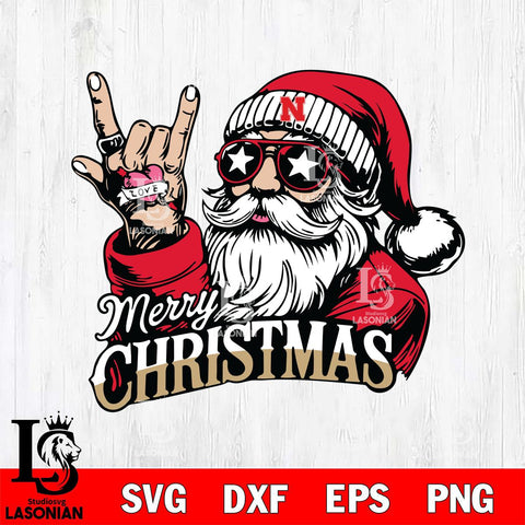 Nebraska Cornhuskers Rock Santa Claus Football Svg dxf eps png pdf file,NCAA svg,Digital Download,Cricut file
