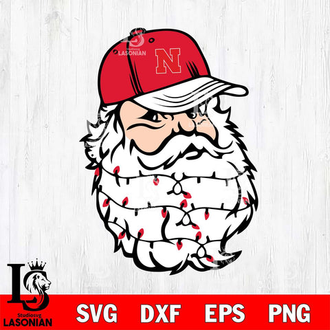 Nebraska Cornhuskers Santa Claus Face Svg dxf eps png pdf file,NCAA svg,Digital Download,Cricut file