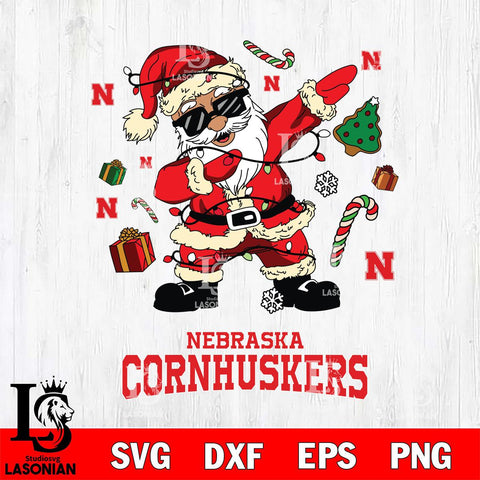 Nebraska Cornhuskers Santa Claus Football Svg dxf eps png pdf file,NCAA svg,Digital Download,Cricut file