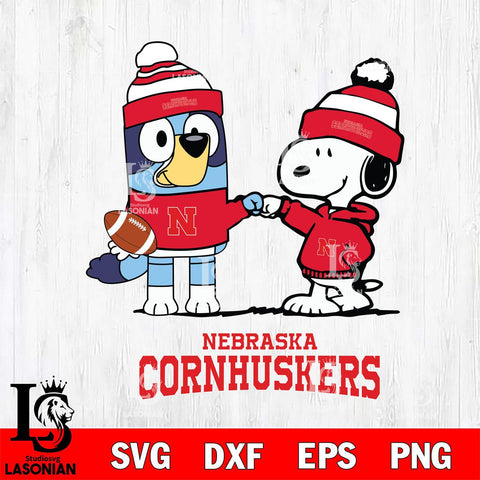 Nebraska Cornhuskers Snoopy & Bluey Football Svg Eps Dxf Png File,NCAA Svg Files,Chill Guy svg ,Digital Download ,Instant Download, Cricut File