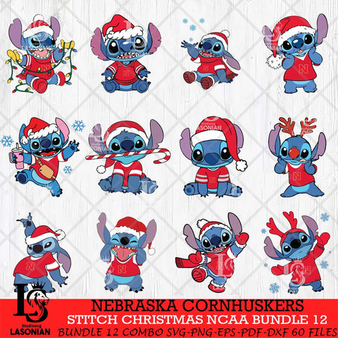 Nebraska Cornhuskers Stitch Christmas NCAA Bundle 12 Svg Eps Dxf Png File, Digital Download, Instant Download