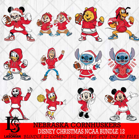 Nebraska Cornhuskers  Disney christmas NCAA Bundle File Cut, Bundle NCAA SVG DXF EPS PNG FILE, Digital Download , Criucut , Silhouette