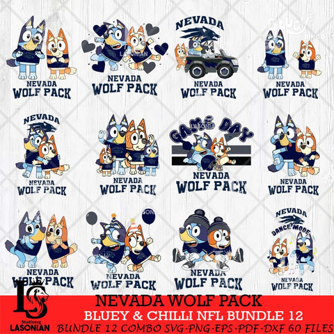 Nevada Wolf Pack Bluey & Bingo Bundle 12 SVG Svg Eps Dxf Png File, Bundle NCAA svg, Digital Download, Instant Download