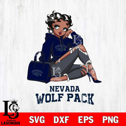 Nevada Wolf Pack Awesome Black Fan Girl Betty Boop, Svg Eps Dxf Png File, Digital Download