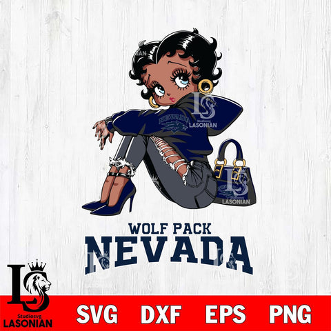 Nevada Wolf Pack Betty Boop Black Fan Girl Svg Eps Dxf Png File, Digital Download, Instant Download