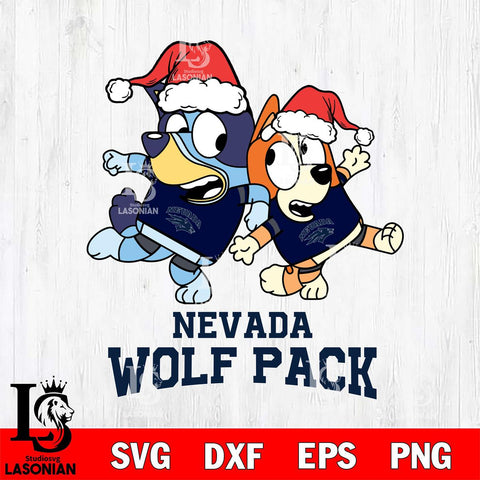 Nevada Wolf Pack Bluey Christmas Holiday Svg Eps Dxf Png File, Digital Download
