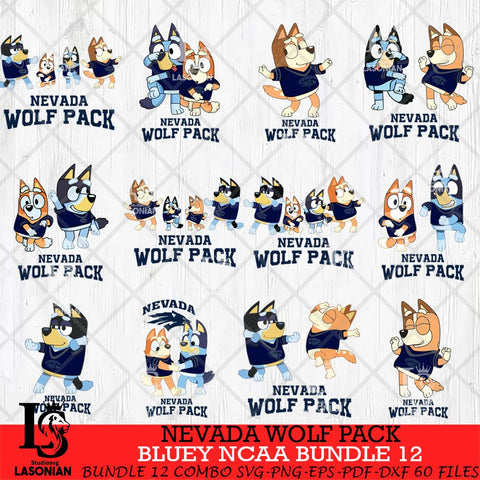 Nevada Wolf Pack Bluey Dace Mode NCAA Bundle 12 SVG Eps Dxf Png File, Digital Download, Instant Download