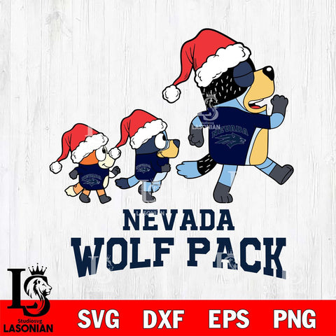 Nevada Wolf Pack Bluey Family Christmas Svg Eps Dxf Png File, Digital Download