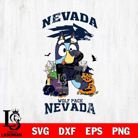 Nevada Wolf Pack Bluey Halloween NCAA 2 Svg Eps Dxf Png File, Digital Download, Instant Download