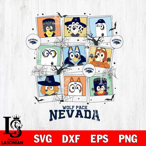 Nevada Wolf Pack Bluey Halloween Sport Svg Eps Dxf Png File, Digital Download, Instant Download