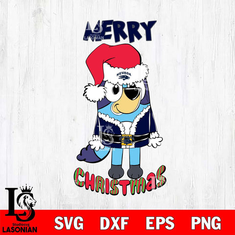 Nevada Wolf Pack Bluey Merry Christmas Bluey Santa Claus Svg Eps Dxf Png File, Digital Download