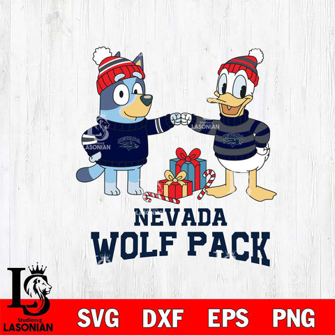 Nevada Wolf Pack Bluey With Donald Duck Christmas File Cut, NCAA SVG DXF EPS PNG FILE, Digital Download,Instant Download, Silhouette