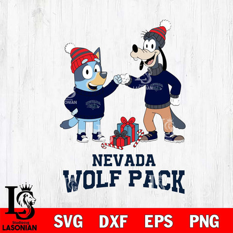 Nevada Wolf Pack Bluey With Goofy Christmas File Cut, NCAA SVG DXF EPS PNG FILE, Digital Download,Instant Download, Silhouette