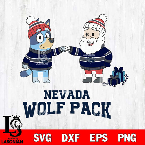 Nevada Wolf Pack Bluey With Satan Christmas File Cut, NCAA SVG DXF EPS PNG FILE, Digital Download,Instant Download, Silhouette