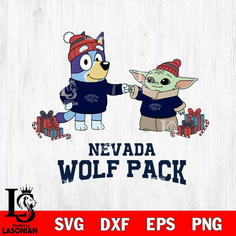 Nevada Wolf Pack Bluey With Yoda Christmas File Cut, NCAA SVG DXF EPS PNG FILE, Digital Download,Instant Download, Silhouette