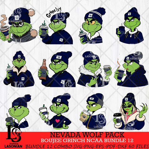 Nevada Wolf Pack Boujee Grinch NCAA Bundle 12 SVG Eps Dxf Png File, Digital Download, Instant Download