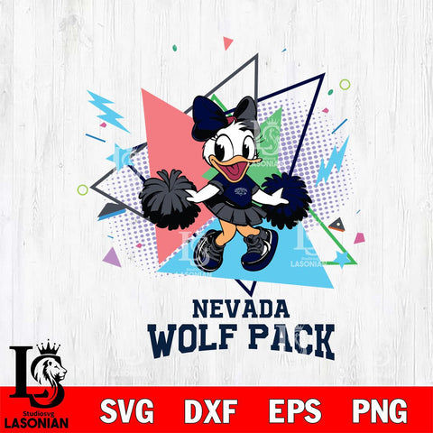 Nevada Wolf Pack Cute Daisy Duck Cheerleader SVG DXF EPS PNG FILE, NCAA File Cut,Digital Download,Instant Download