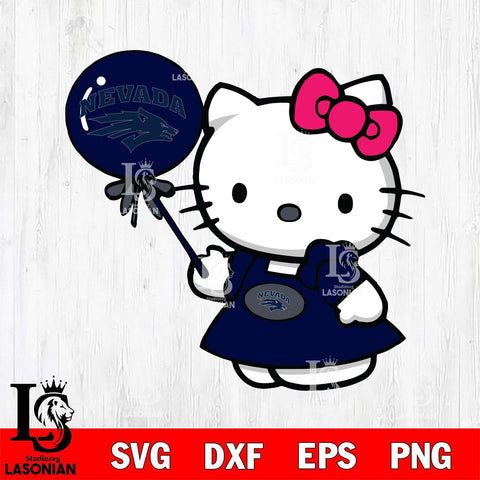 Nevada Wolf Pack Cute Hello Kitty 2 Svg Eps Dxf Png File, Digital Download, Instant Download